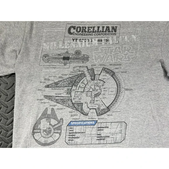 Star Wars Shirt Adult Medium Gray Millennium Falcon Film Casual Men's - Picture 8 of 12